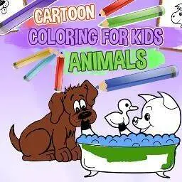 這是一張兒童動物的卡通著色的遊戲內容圖片