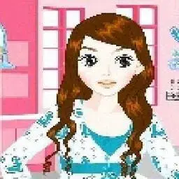 這是一張卷髮美女化妝的遊戲內容圖片