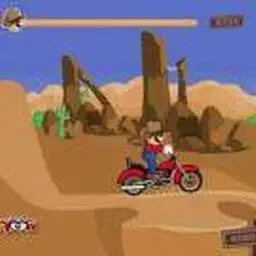 這是一張牛仔馬裡奧騎摩托的遊戲內容圖片