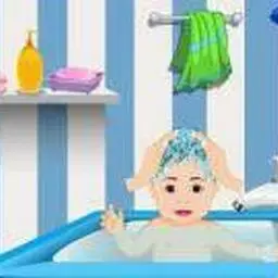 這是一張小寶貝洗澡的遊戲內容圖片