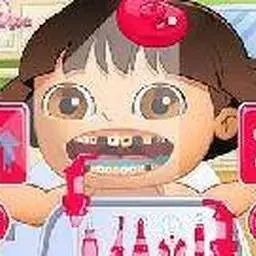 這是一張嬰兒朵拉看牙齒的遊戲內容圖片