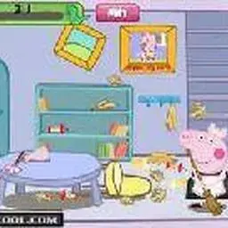 這是一張粉紅豬打掃房間的遊戲內容圖片
