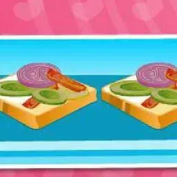 這是一張做蔬菜三明治的遊戲內容圖片